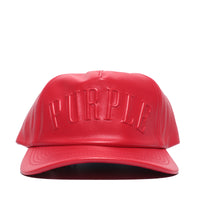 Purple Brand PU Five Panel Red Leather Hat - SIZE Boutique
