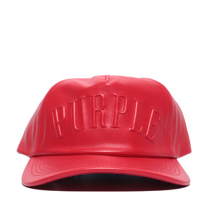 Purple Brand PU Five Panel Red Leather Hat - SIZE Boutique