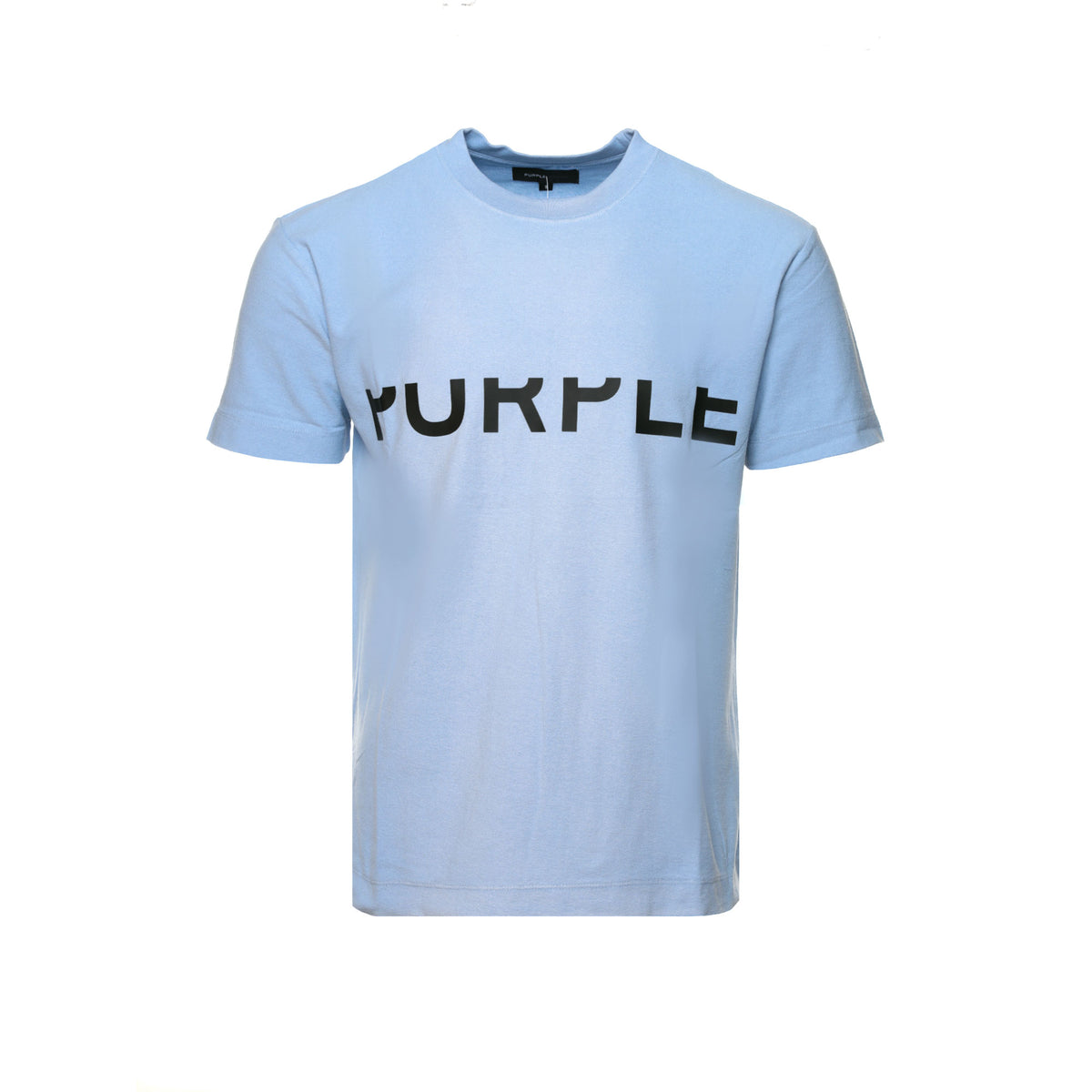 Purple Brand Textured Jersey Cut Off Bleached Placid Blue Men's SS Tee - SIZE Boutique