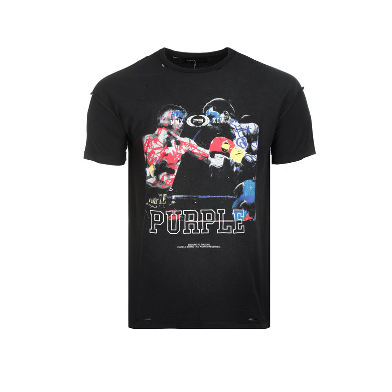 Purple Brand "Fight Night" Black SS Tee - SIZE Boutique