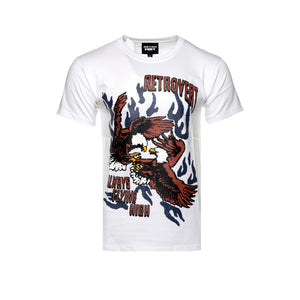 Retrovert "Fire Bird" Men's Graphic SS White / Navy Tee - SIZE Boutique