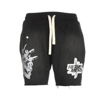 Retrovert "Hand Patch" Men's Faded Black Shorts - SIZE Boutique