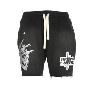 Retrovert "Hand Patch" Men's Faded Black Shorts - SIZE Boutique