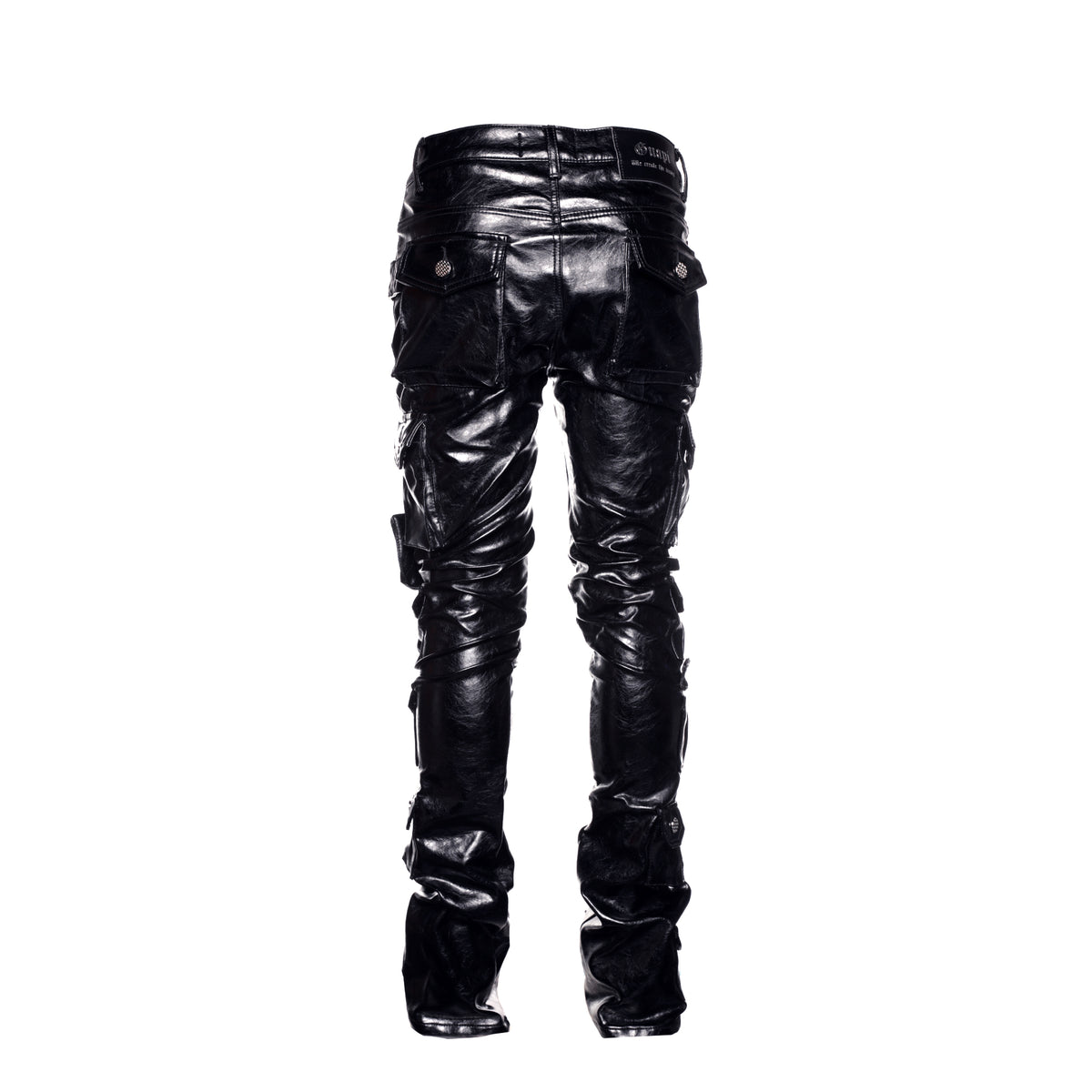 Guapi Obsidian Black Tactical Men's Leather Stacked Pants - SIZE Boutique