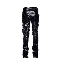 Guapi Obsidian Black Tactical Men's Leather Stacked Pants - SIZE Boutique