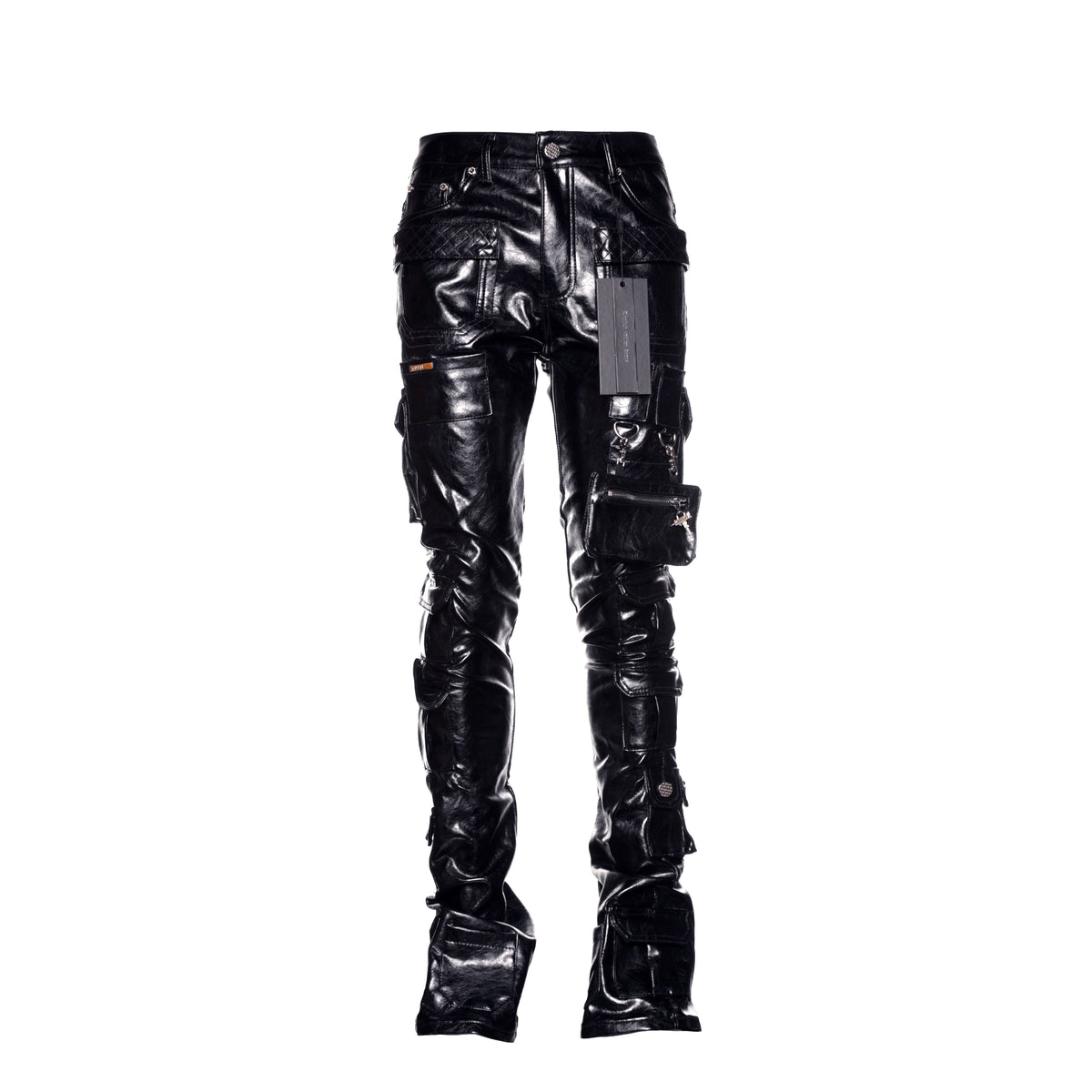 Guapi Obsidian Black Tactical Men's Leather Stacked Pants - SIZE Boutique