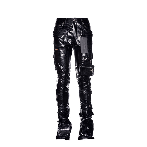 Guapi Obsidian Black Tactical Men's Leather Stacked Pants - SIZE Boutique