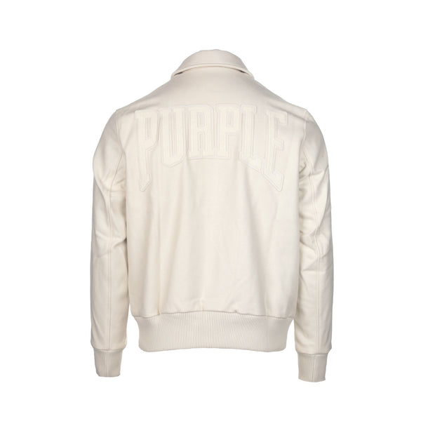 Purple Brand Men's Title Letterman Jacket Beige - SIZE Boutique