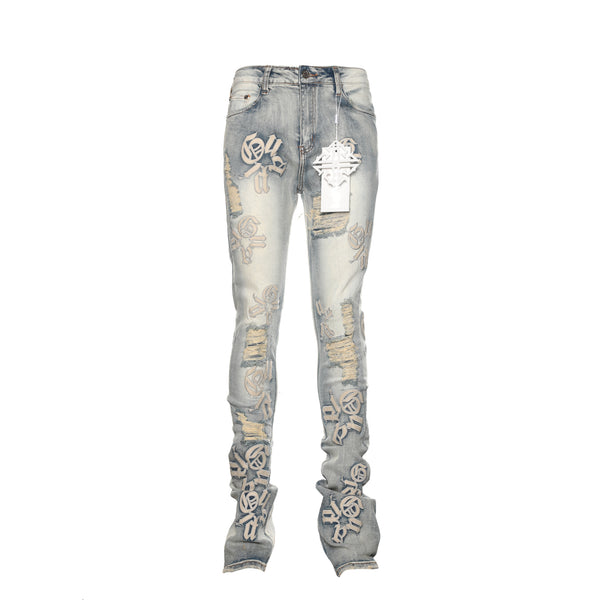 Guapi Powder Blue Logo Men's Stacked Jeans - SIZE Boutique