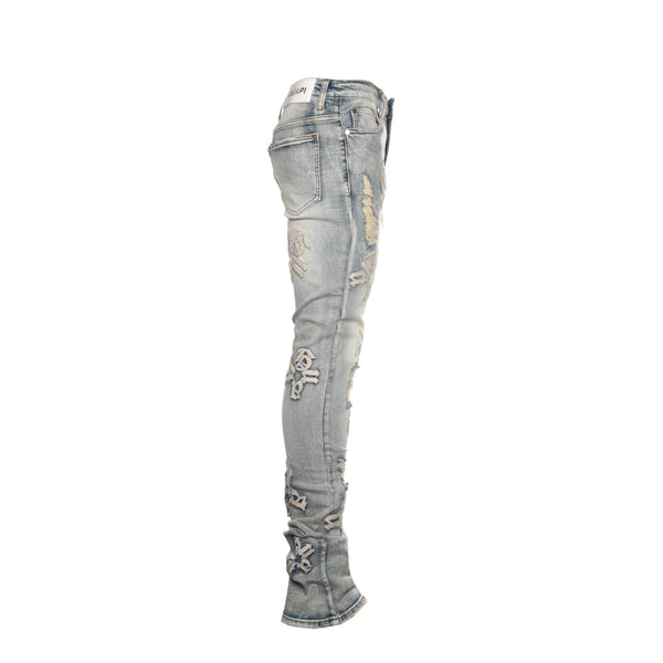 Guapi Powder Blue Logo Men's Stacked Jeans - SIZE Boutique