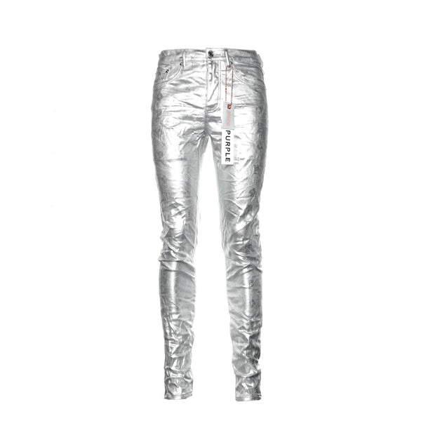 Purple Brand Metallic Monogram Silver Men's Jeans - SIZE Boutique