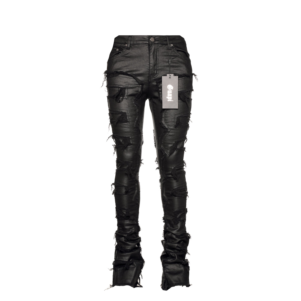 Guapi Obsidian Waxed Black Men's Stacked Jeans - SIZE Boutique