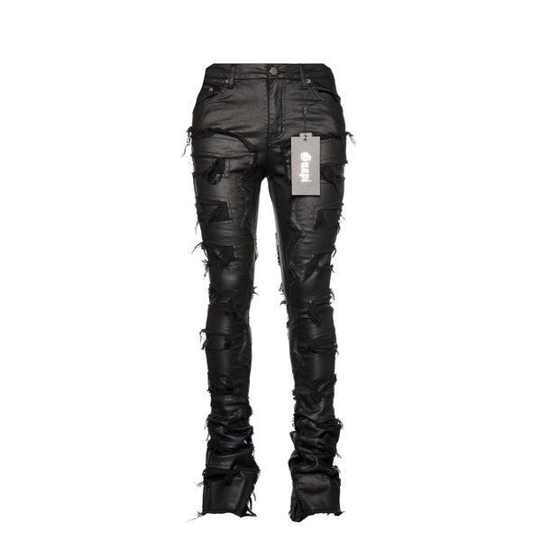Guapi Obsidian Waxed Black Men's Stacked Jeans - SIZE Boutique