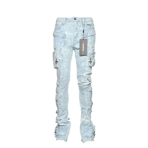 Guapi Sky Blue Laser Men's Stacked Jeans