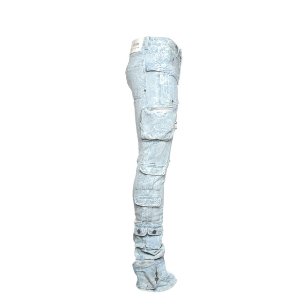 Guapi Sky Blue Laser Men's Stacked Jeans