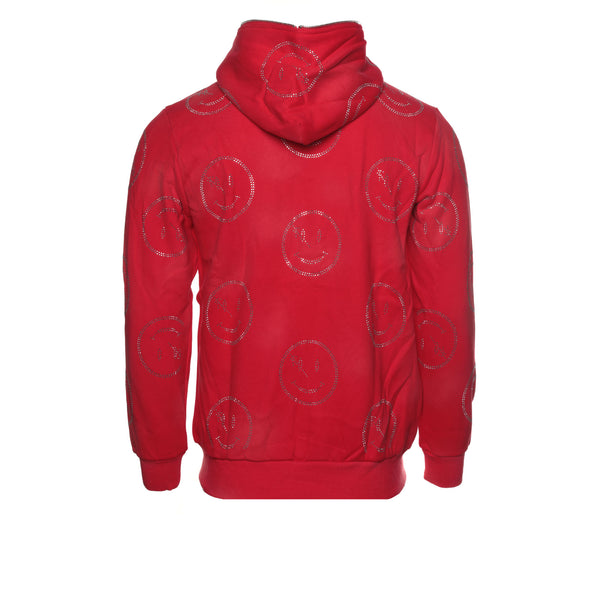 Retrovert Smiley Men's Red Zip-Up Hoodie - SIZE Boutique