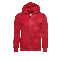Retrovert Smiley Men's Red Zip-Up Hoodie - SIZE Boutique