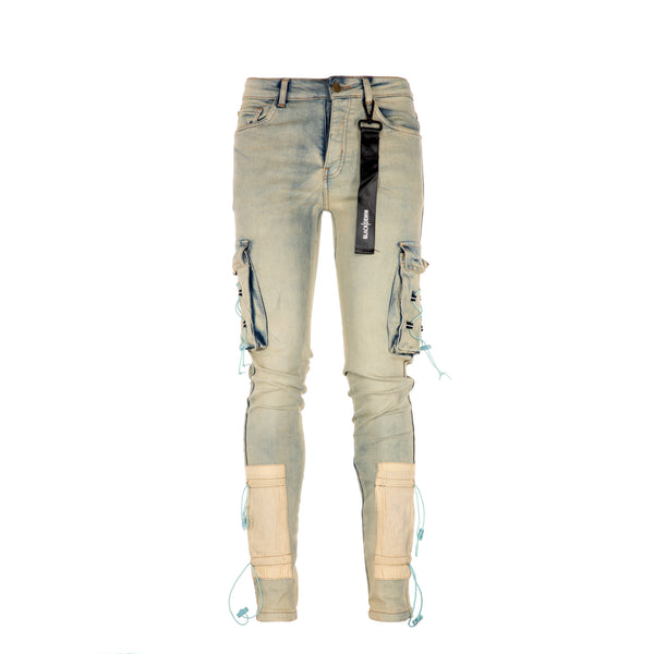 Black Denim Desert Eagle Men's Cargo Skinny Jeans - SIZE Boutique