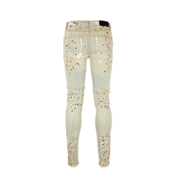 Black Denim Blowout Splatter Men's Skinny Jeans - SIZE Boutique