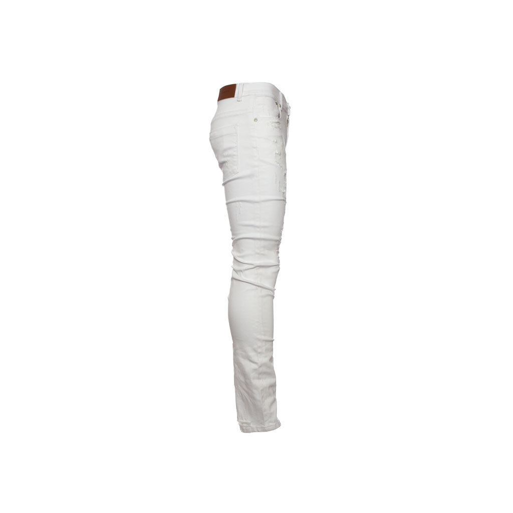 Stampd Distressed Skinny Fit Denim - White