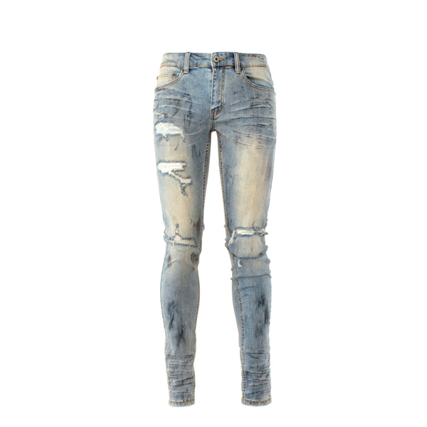SERENEDE La Vie Skinny Fit Men's Designer Jeans Vintage Blue