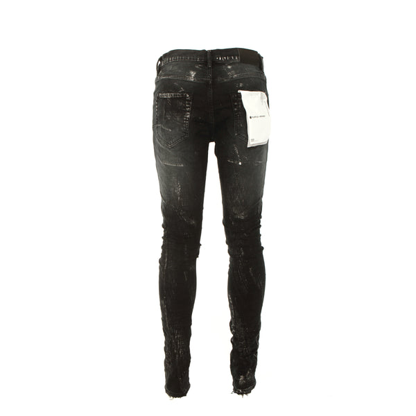 PURPLE Brand P001 Black Wash Metallic Silver Men's Designer Jeans