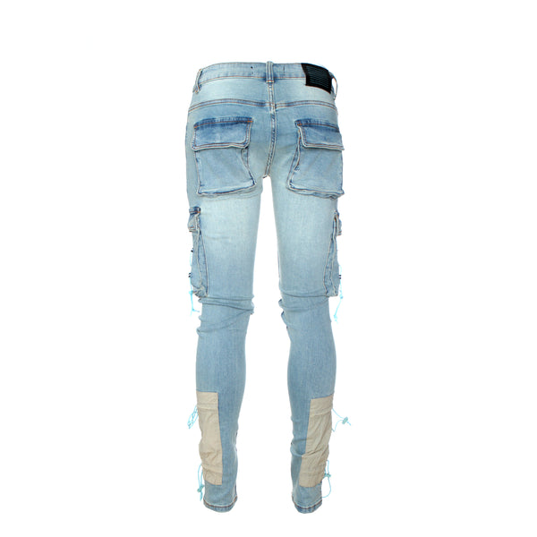 Serenede Cyber Cloud Cargo Men's Skinny Jean Blue