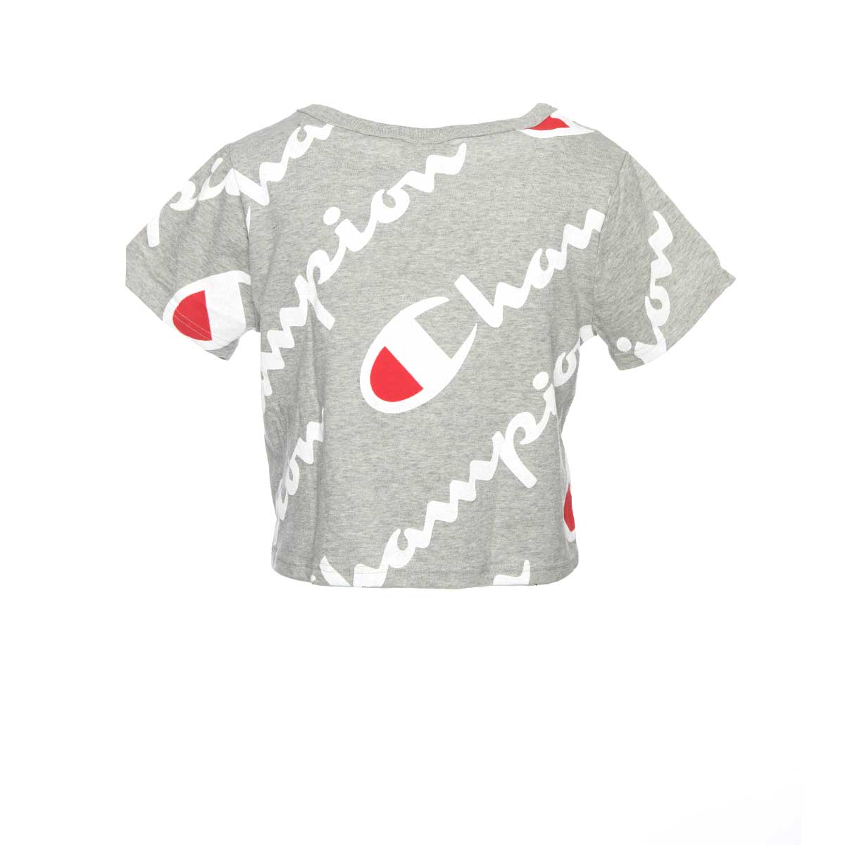 Champion Life Cropped Tee All-Over Logo Grey