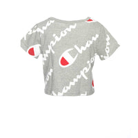 Champion Life Cropped Tee All-Over Logo Grey