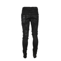 Kollar Destroyed Wax Black Men's Skinny Jeans Black