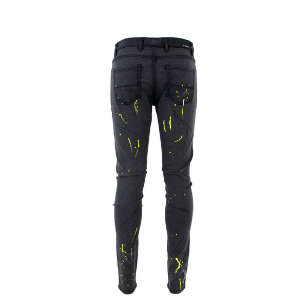 Balck Denim Slime Men's Designer Jeans Black