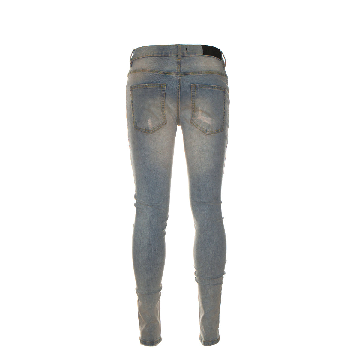 Black Denim Desert Sky Pale Blue Men's Distressed Skinny Jeans