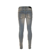 Black Denim Desert Sky Pale Blue Men's Distressed Skinny Jeans