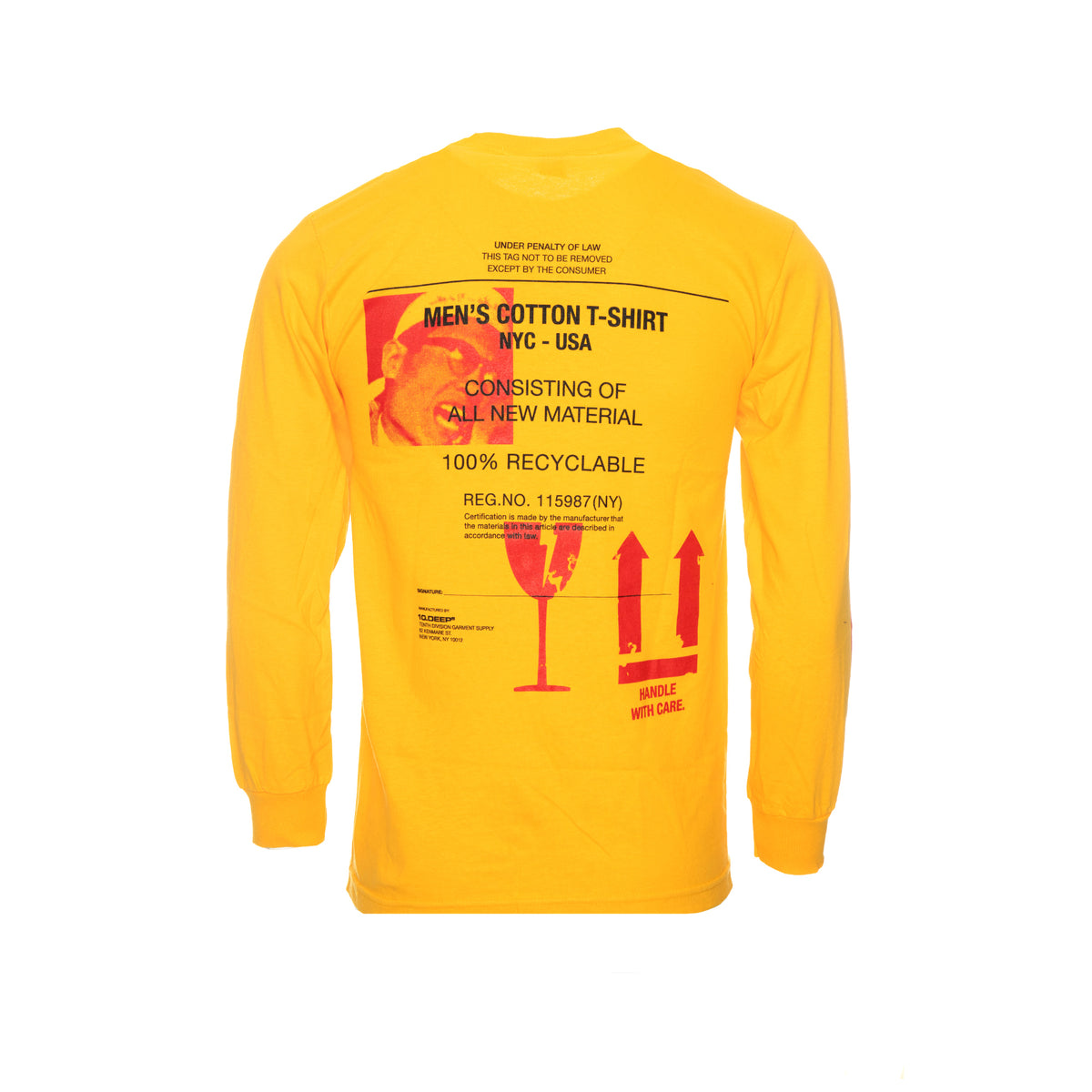 10 Deep Screen printed long sleeve tee in orange. 