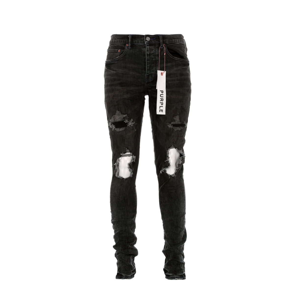 Purple Brand Denim P001 Black Big Knee Blowout Jean