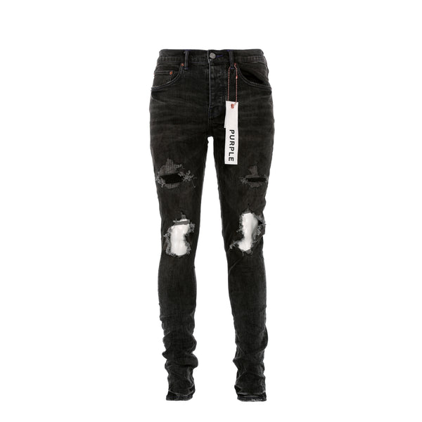 Purple Brand Denim P001 Black Big Knee Blowout Jean
