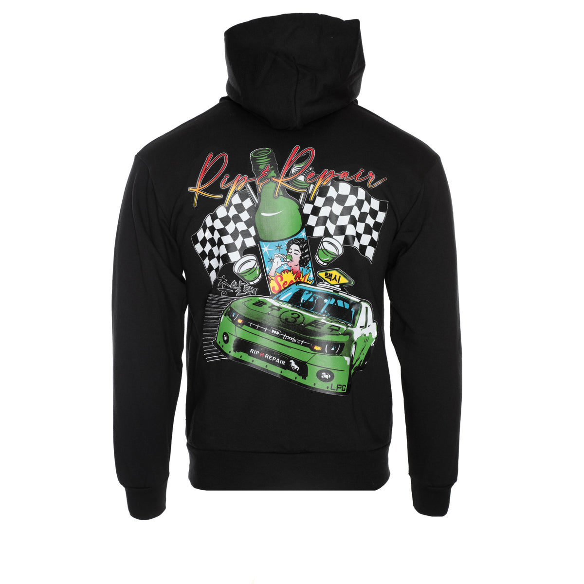 Rip n Repair Seoul Taxi Unisex Graphic Hoodie Black