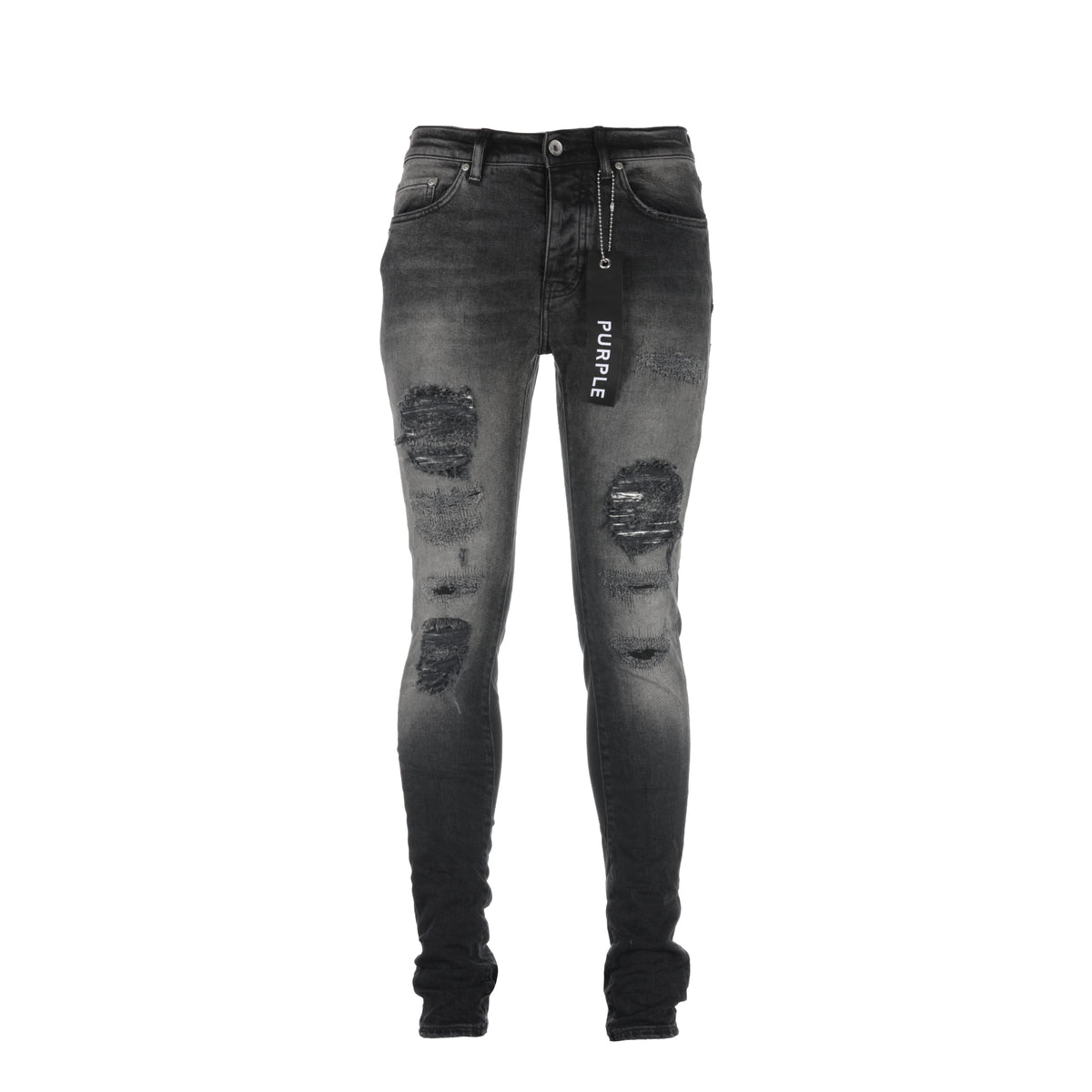 Purple Brand Black Tag P001 Black Four Pocket Destroy Men's Designer Jeans