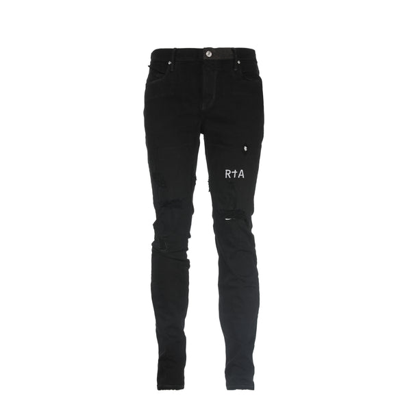 RTA Brand Black Logo Destroyed Men's Jeans
