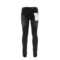 Purple Brand P001 Black Paint Knee Slit Jacquard Monogram Men's Jean