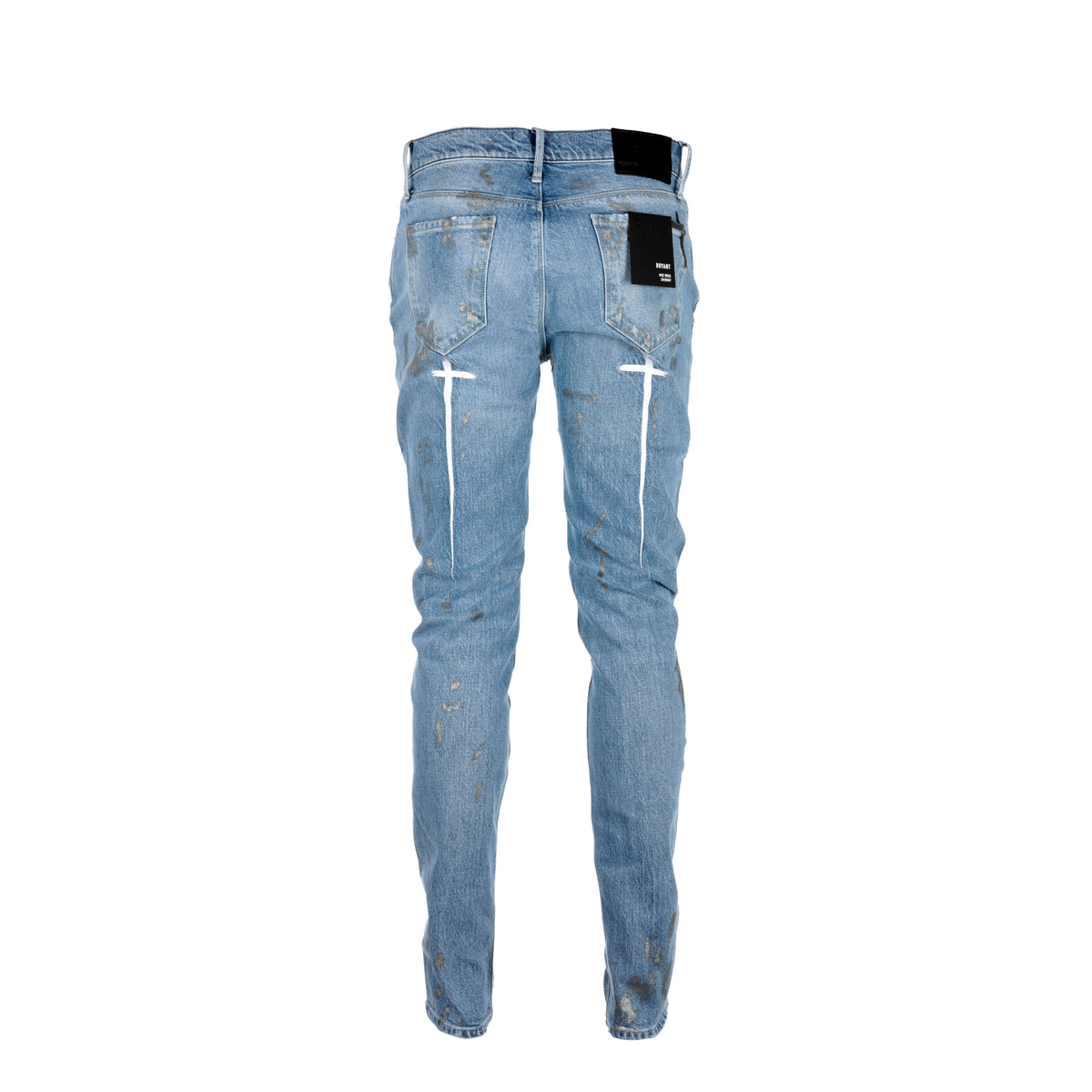 RtA Brand Bryant Mid Blue With Paint Men's Designer Jeans