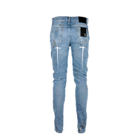 RtA Brand Bryant Mid Blue With Paint Men's Designer Jeans
