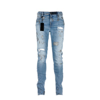 RtA Brand Bryant Mid Blue With Paint Men's Designer Jeans