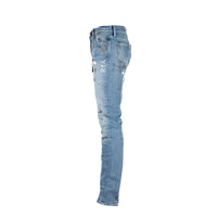 RtA Brand Bryant Mid Blue With Paint Men's Designer Jeans