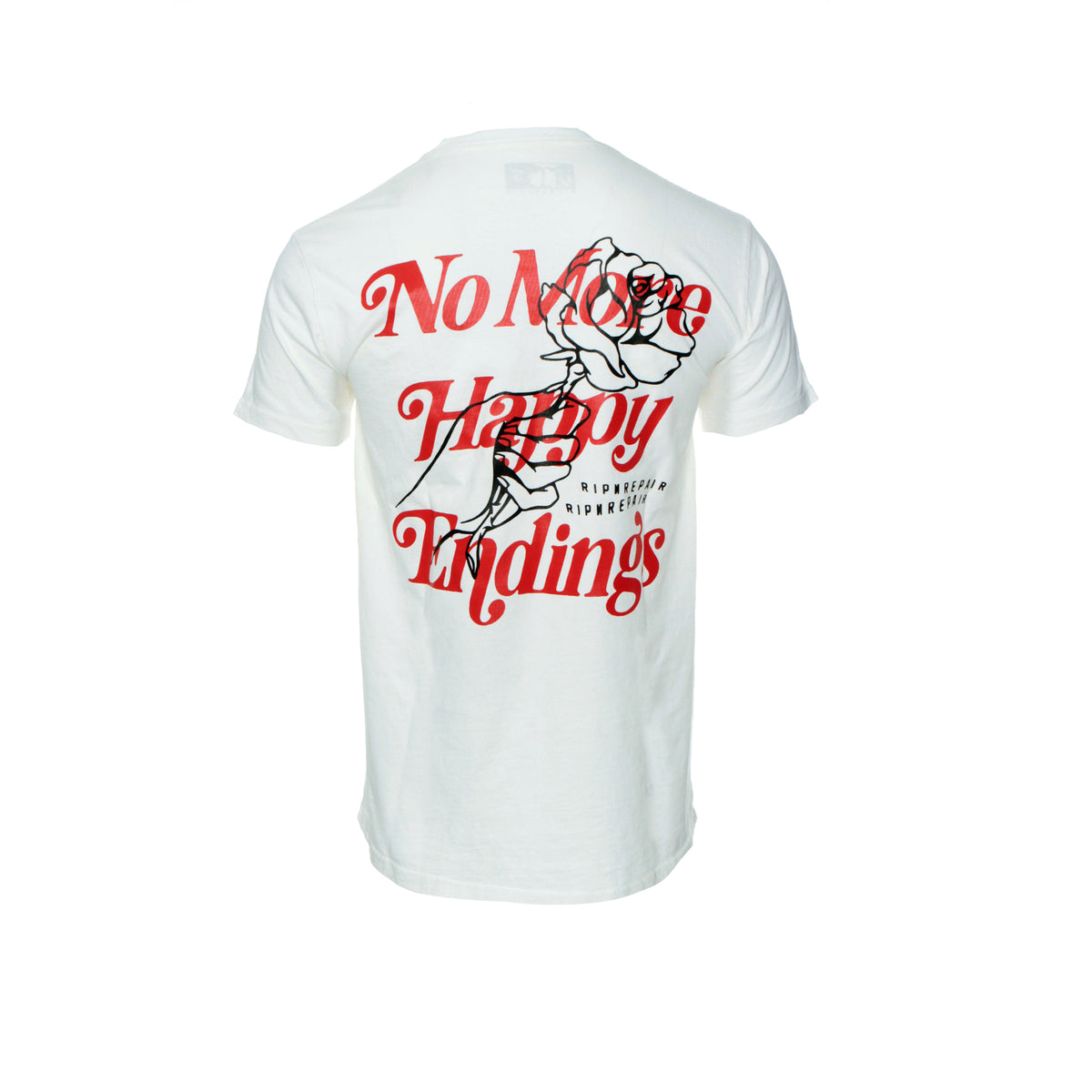 Rip N Repair No More Happy Endings Men's Graphic SS Tee white