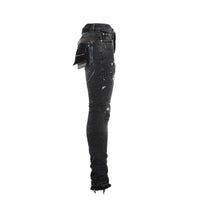 P001 Purple Brand Color Block Patched Denim Men's Jeans