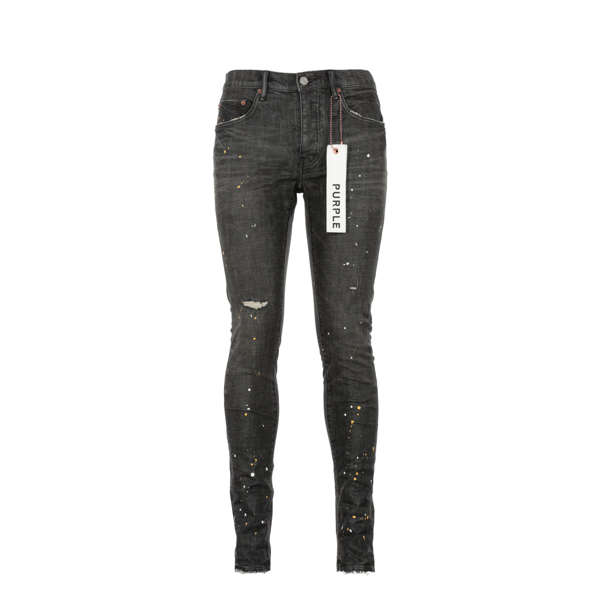 P001 Purple Brand Dirty Tinted Black Vintage Men's Skinny Fit Jeans