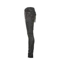 P001 Purple Brand Dirty Tinted Black Vintage Men's Skinny Fit Jeans