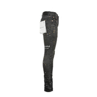 P001 Purple Brand Dirty Tinted Black Vintage Men's Skinny Fit Jeans