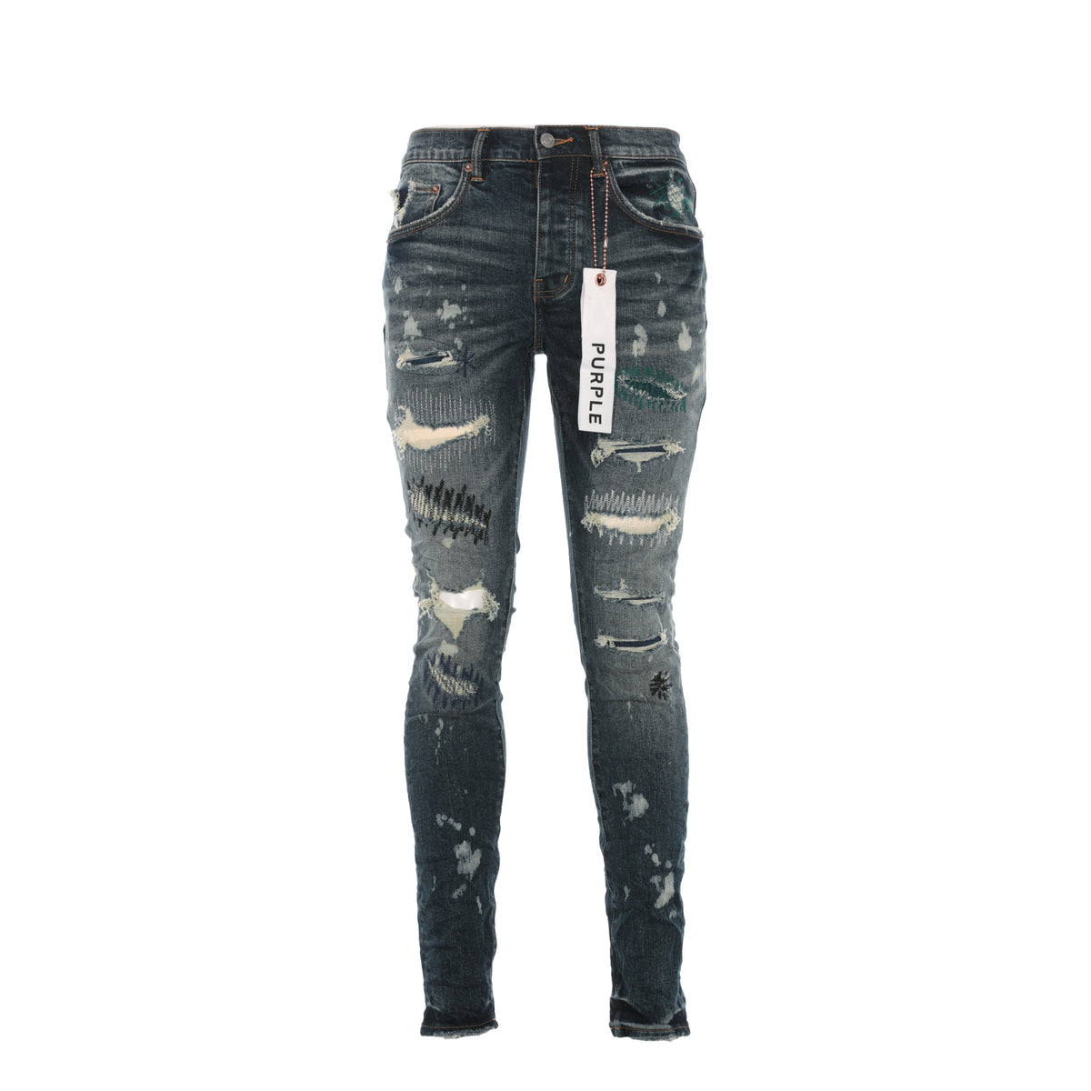 Purple Brand Denim P001 Extreme Worn Zigzag Repair Jean